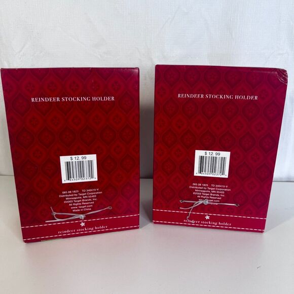 Reindeer Stocking Holder-Set of 2-NEW Silver Christmas 2003 Holiday Mantle Decor - Picture 5 of 6